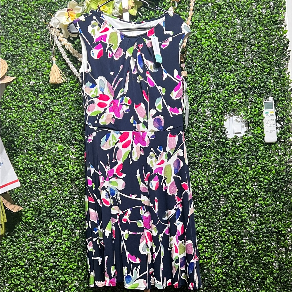 Wisp Ceena Jersey Navy Floral Sleeveless Midi Dress - Multicolor Floral size 10